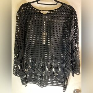 Black Blouse Open Weave Charlie Paige